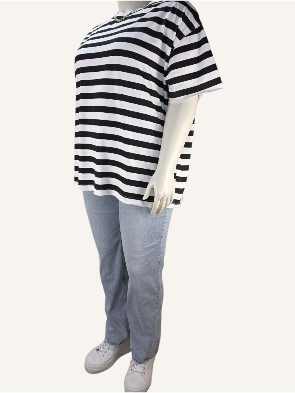 Ampersand Avenue Boyfriend Tshirt XL Black White Striped Oversized NWT - Picture 3 of 11